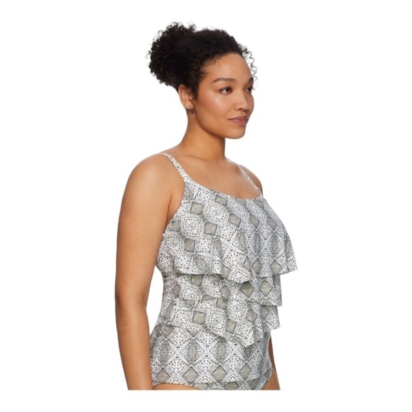 COCO REEF Printed Aura Ruffle Bra-Sized Tankini Top NWT - Picture 2 of 6